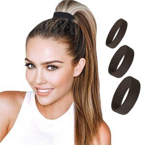 3-Pc Hair Ties Set Small Medium Large Silicone Copper NonDamaging Secure